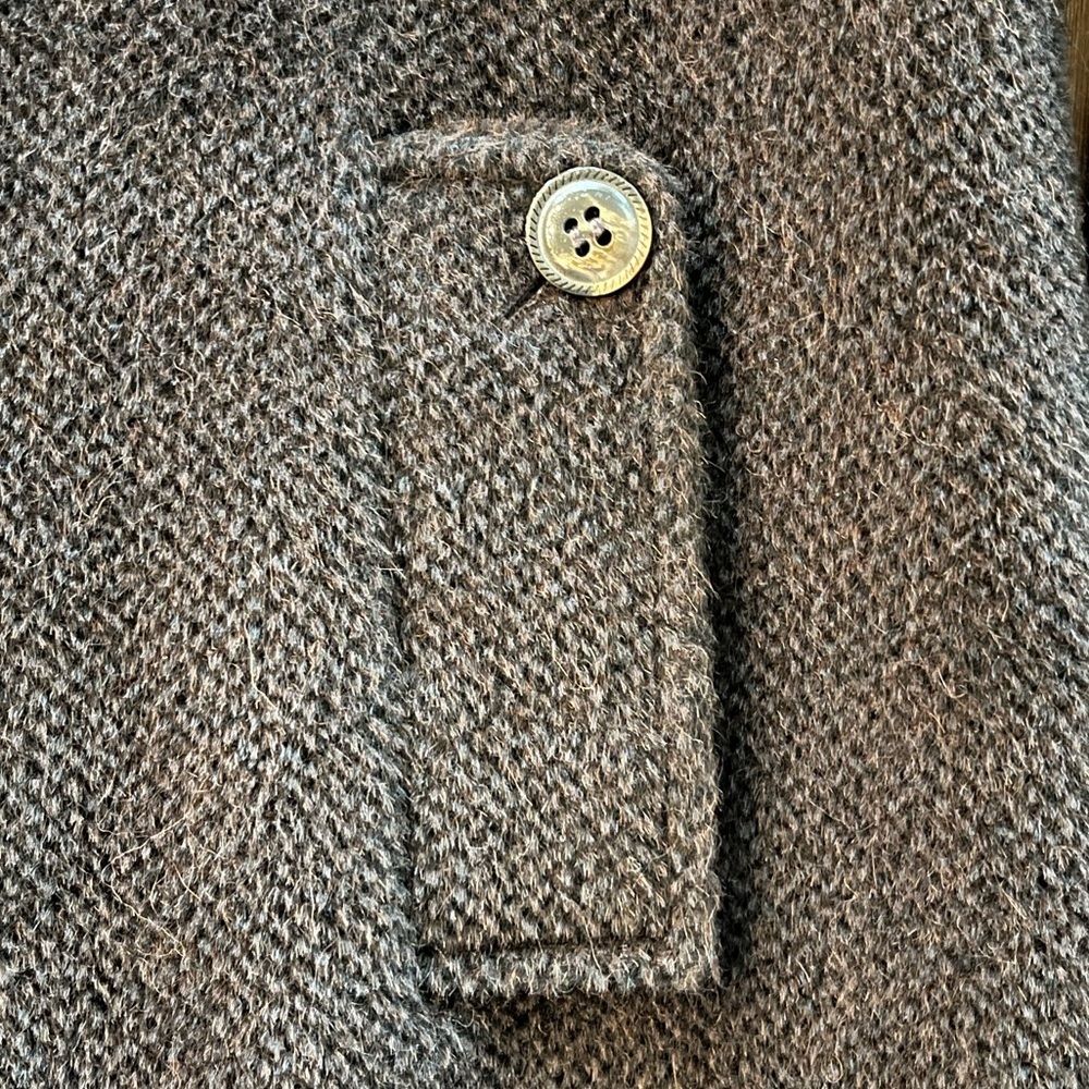 Katherine Kelly Wool Alpaca Collared Button Front Long Coat Brown Size 12 - Picture 11 of 15